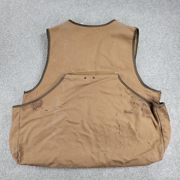 VINTAGE Carhartt Men's Duck Hunting Vest 2XL Brown V Neck Pockets Zip Outdoor - Picture 13 of 16